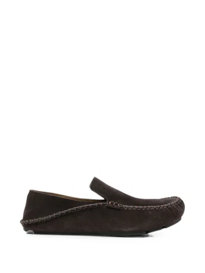 Loewe Rambla Leather Loafers In Burgundy