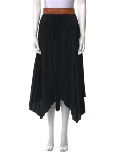 Pre-owned Loewe Raw-edge Trim Midi Length Skirt In Black