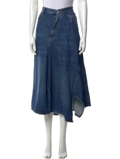 Pre-owned Loewe Raw-edge Trim Midi Length Skirt In Blue