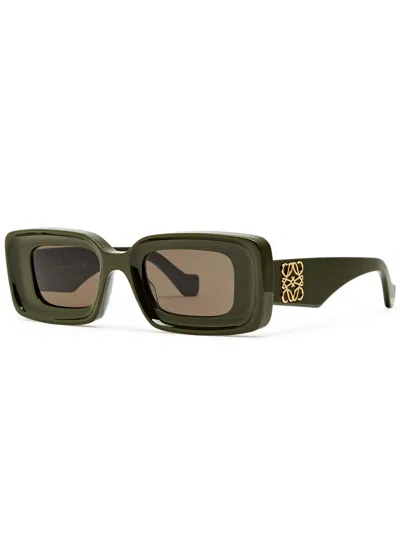Loewe Rectangle-frame Sunglasses In Green