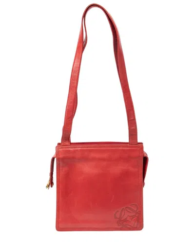 Loewe Red Calfskin Leather Small Anagram Tote (authentic Pre-loved)
