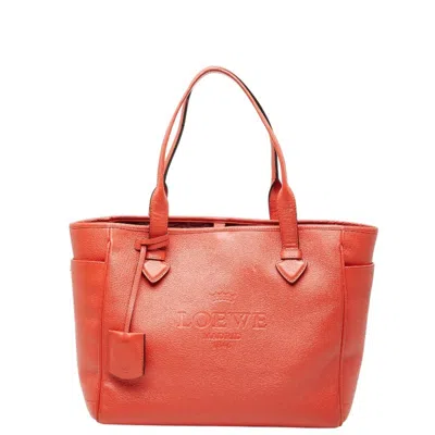 Pre-owned Loewe Red Color Leather Handbag Tote Bag ()