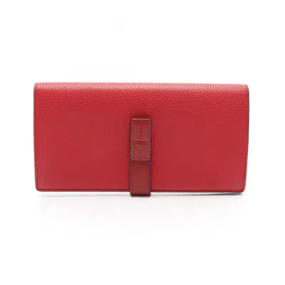 Pre-owned Loewe Red Color Leather Long Wallet (bi-fold) ()