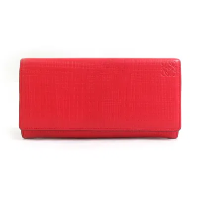 Pre-owned Loewe Red Color Leather Long Wallet (bi-fold) ()