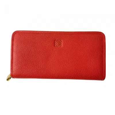 Pre-owned Loewe Red Color Leather Long Wallet (bi-fold) ()