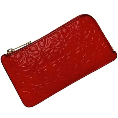 Pre-owned Loewe Red Color Leather Long Wallet (bi-fold) ()