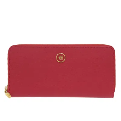 Pre-owned Loewe Red Color Leather Long Wallet (bi-fold) ()
