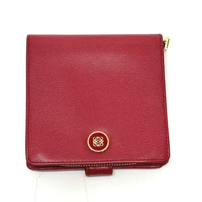 Pre-owned Loewe Red Color Leather Wallet (bi-fold) ()