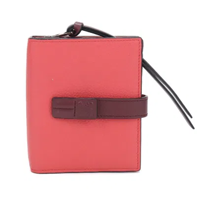 Pre-owned Loewe Red Color Leather Wallet (bi-fold) ()