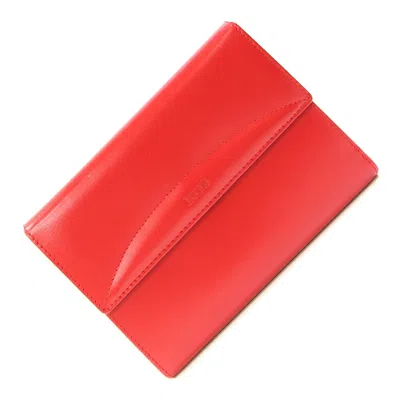 Pre-owned Loewe Red Color Leather Wallet (tri-fold) ()