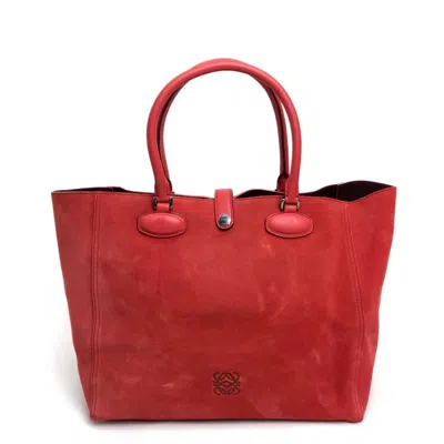 Pre-owned Loewe Red Color Suede Handbag Shoulder Bag Tote Bag ()