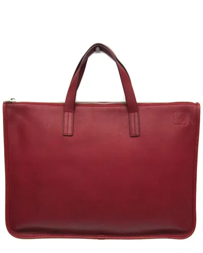 Pre-owned Loewe Red Leather Briefcase Handbag (authentic Pre-loved)