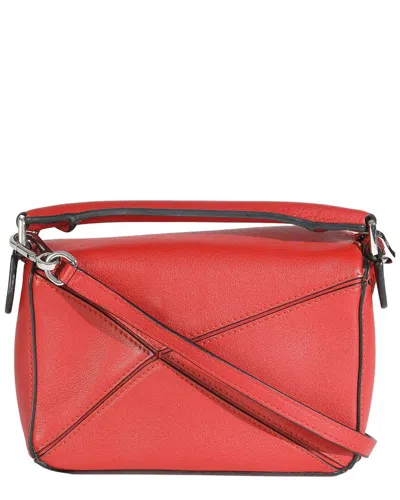 Pre-owned Loewe Red Leather Mini Puzzle Bag (authentic Pre-loved)