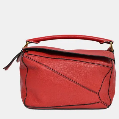 Pre-owned Loewe Red Leather Small Puzzle Bag With Strap