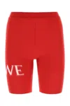 Loewe Stretchy Waist Wool Blend Knit Shorts In Red