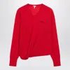 Loewe Womens Logo-embroidered Twisted-side Wool Jumper Xs In Red