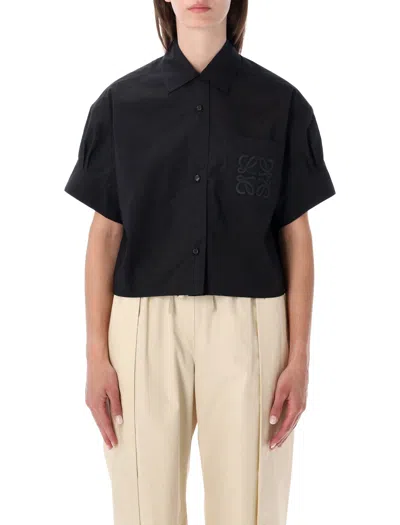 Loewe + Paula's Ibiza Anagram-embroidered Cotton-blend Shirt In Black