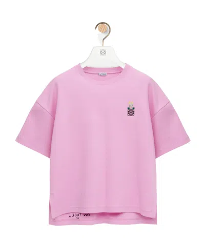 Loewe Regular Fit T-shirt In Cotton Blend In Pink