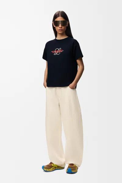 Loewe Regular Fit T-shirt In Cotton Blend Size: L For Woman In Blue