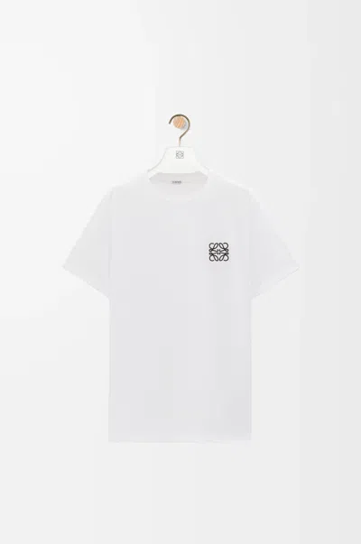 Loewe Two-tone Anagram Embroidery Cotton T-shirt Clothing In White