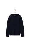 Loewe Relaxed Fit Crewneck Sweater With Embossed Logo In Navy