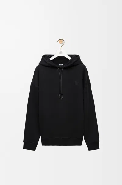 Loewe Long-sleeved Hooded Hoodie In Black