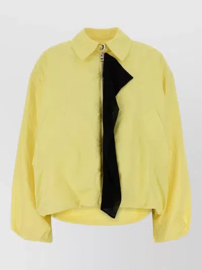 Loewe Relaxed Fit Polyester Collared Jacket Coat In Yellow