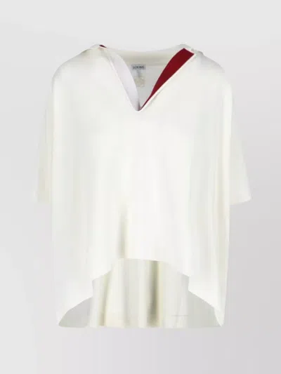 Loewe V-neck Wool Polo Sweater With Retro Logo Embroidery In White