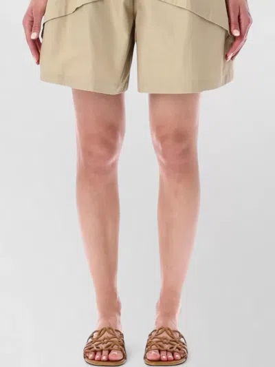 Loewe Relaxed Mid Rise Cotton Panel Shorts In Brown