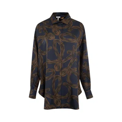 Pre-owned Loewe Relaxed Shirt 'navy/brown' | Blue | Women's Size 36