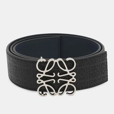 Pre-owned Loewe Repeat Anagram Belt Reversible Size 85/34 Black/navy
