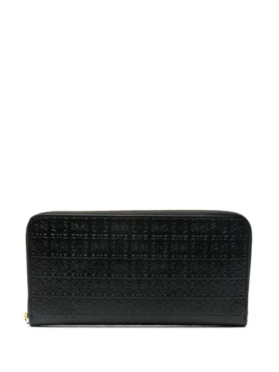 Loewe Repeat Embossed Leather Wallet In Black