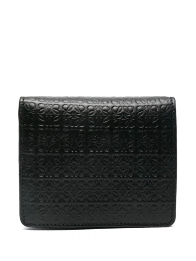 Loewe Repeat Embossed Leather Zip Wallet In Black