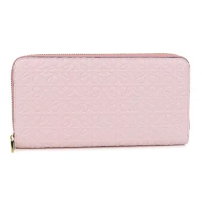 Pre-owned Loewe Repeat Pink Leather Long Wallet (bi-fold) ()