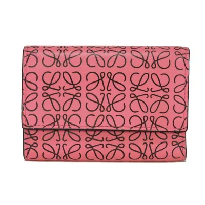 Pre-owned Loewe Repeat Pink Leather Wallet (tri-fold) ()