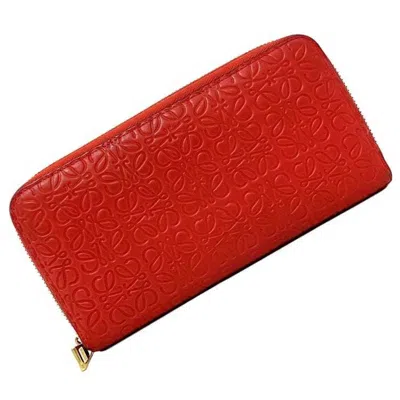 Pre-owned Loewe Repeat Red Color Leather Coin Purse/coin Case ()