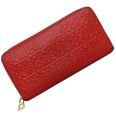 Pre-owned Loewe Repeat Red Color Leather Long Wallet (bi-fold) ()