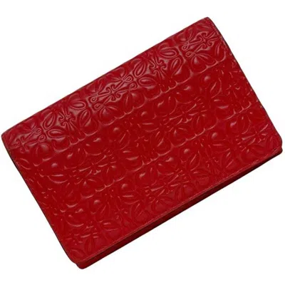 Pre-owned Loewe Repeat Red Color Leather Wallet (bi-fold) ()
