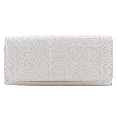 Pre-owned Loewe Repeat White Leather Long Wallet (bi-fold) ()