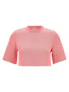 Loewe Cropped Knitted Crew-neck Sweater In Pink