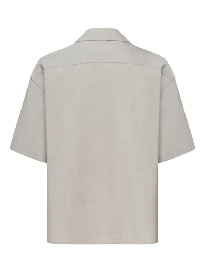 Loewe Revere-collar Short-sleeve Shirt In Gray
