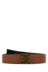 Loewe Men Caramel Leather Reversible Belt In Tanblackoldgold