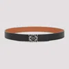Loewe Reversible Anagram Leather Belt In Black Tan Palladium