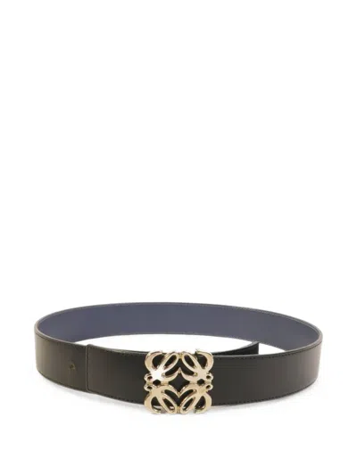 Pre-owned Loewe Reversible Anagram Belt In Black
