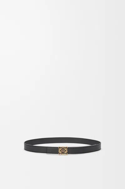 Loewe Anagram Reversible Grained Leather Belt In Black