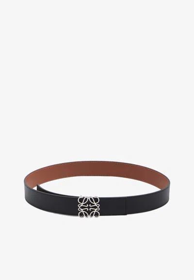 Loewe Reversible Anagram Leather Belt In Black