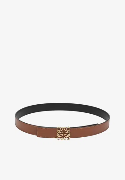 Loewe Reversible Anagram Leather Belt In Brown
