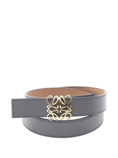 Pre-owned Loewe Reversible Anagram Leather Belt In Neutral