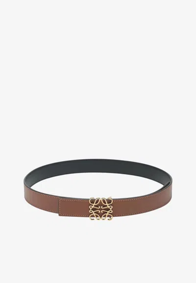 Loewe Reversible Anagram Leather Belt In Tan
