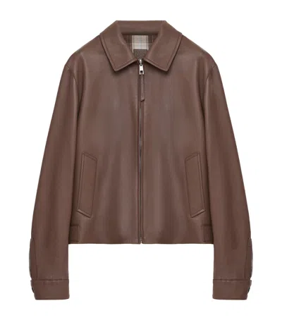 Loewe Zip-up Jacket In Nappa Lambskin In Brown